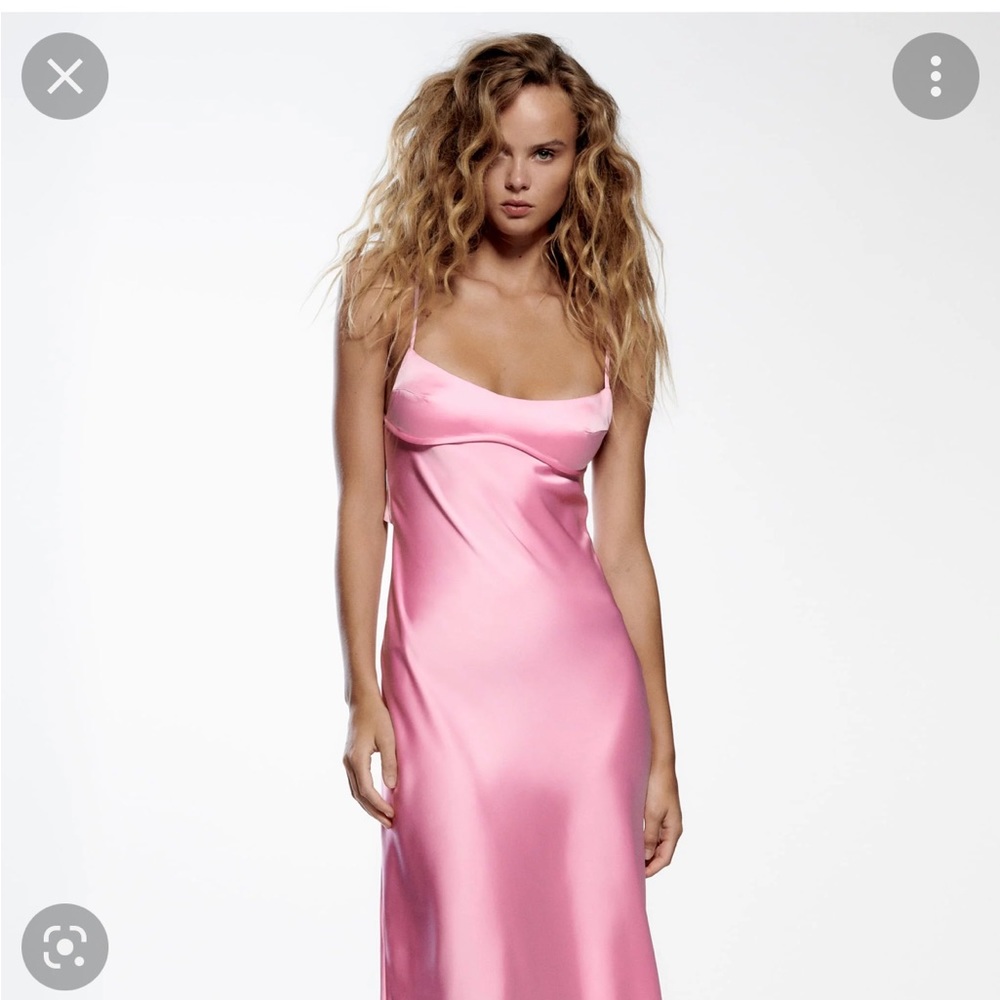 Zara pink long satin dress size s